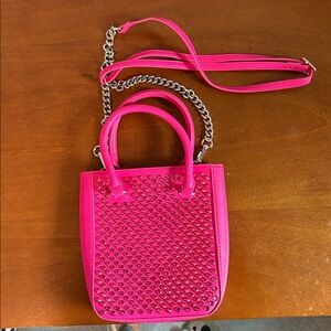 Hot Pink Rhinestone Studded Chain Crossbody Purse